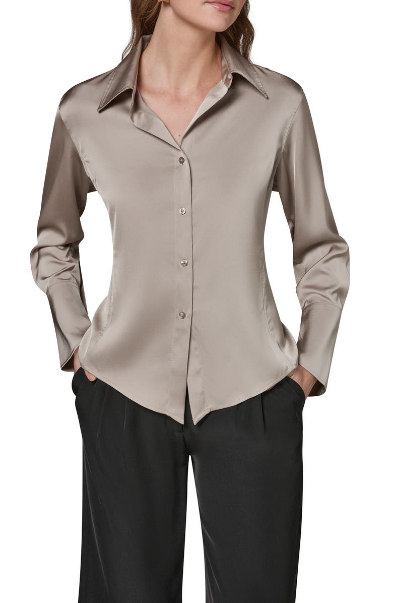 Donna Karan New York Satin Button-Up Shirt, Main, color, Turin