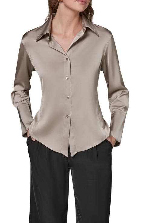 Satin Button-Up Shirt