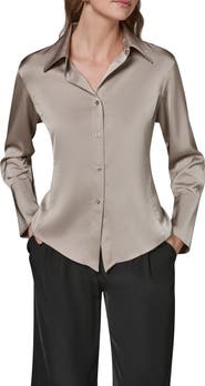 Donna Karan New York Satin Button-Up Shirt