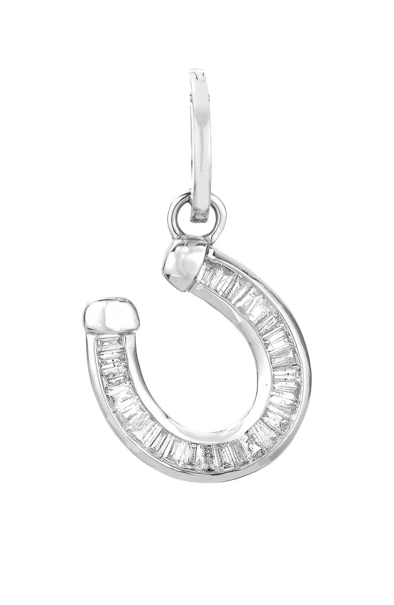 Adina Reyter Diamond Horseshoe Charm, Main, color, Silver