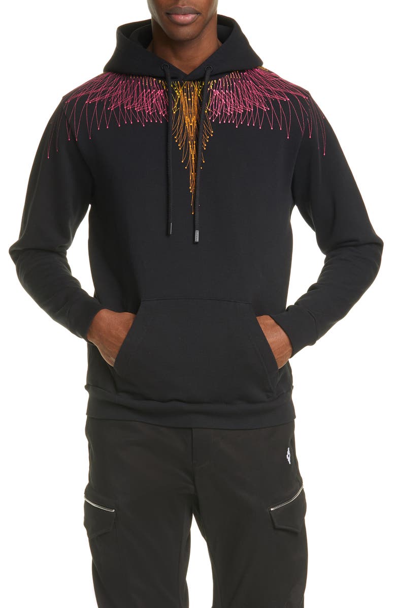 Marcelo Burlon Bézier Wings Graphic Cotton Hoodie, Main, color, 