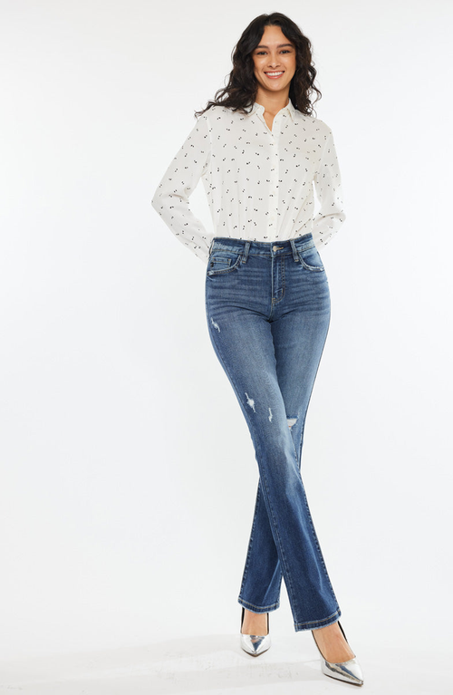 Kancan Brooklyn Essentials High Rise Skinny Bootcut Jeans In White
