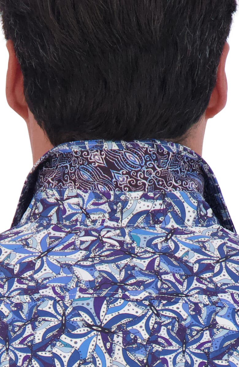 Robert Graham Abstract Butterfly Print Cotton Button-Up Shirt, Alternate, color, Blue