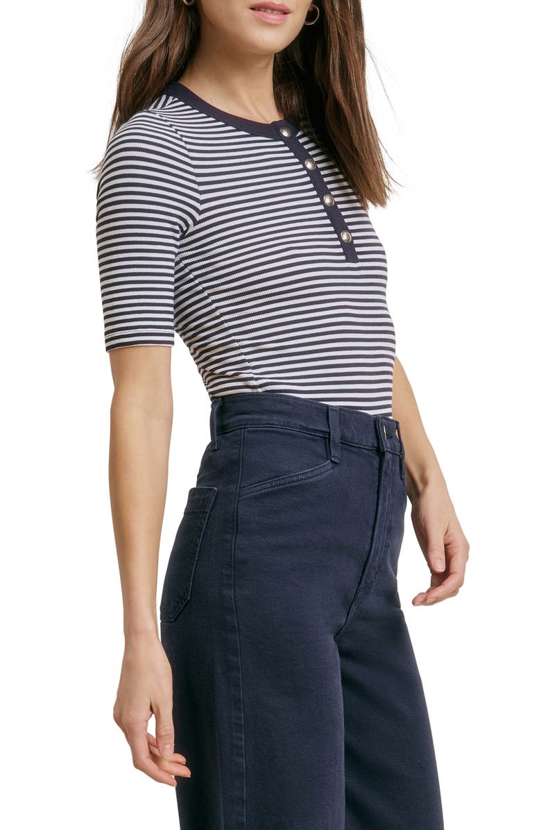 Favorite Daughter The Foundation Stripe Henley, Alternate, color, Navy/ White Stripe