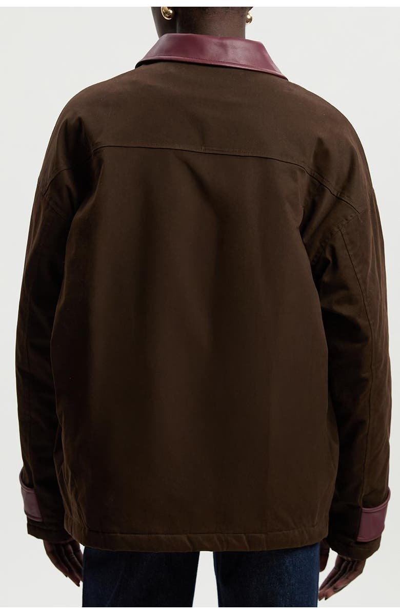 Karen Millen Quilted Contrast Collar Barn Jacket, Alternate, color, Chocolate