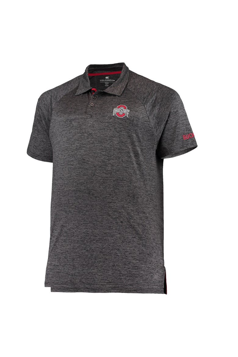 Men's Colosseum Heathered Black Ohio State Buckeyes Big & Tall Down Swing Polo, Alternate, color, Heather Black
