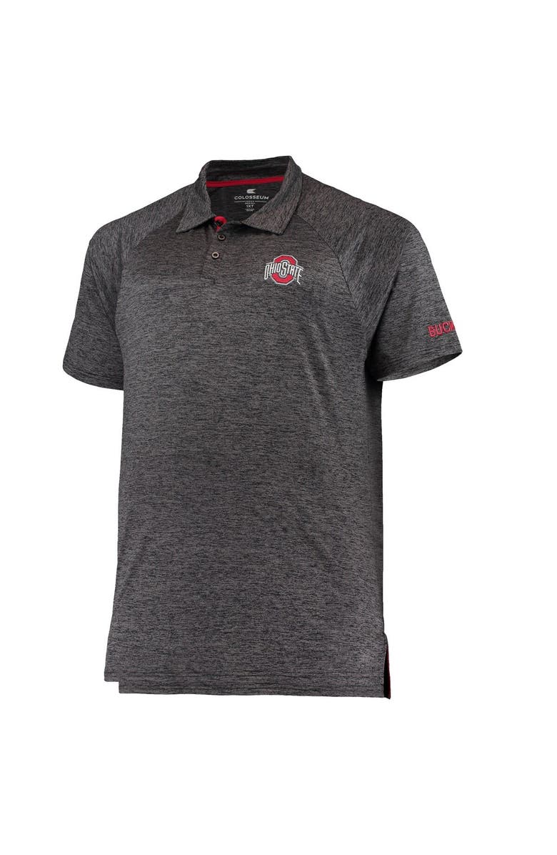 COLOSSEUM Men's Colosseum Heathered Black Ohio State Buckeyes Big & Tall Down Swing Polo, Alternate, color, Heather Black
