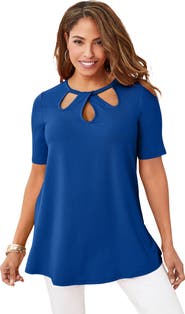 Jessica London Stretch Knit Cutout Swing Tunic
