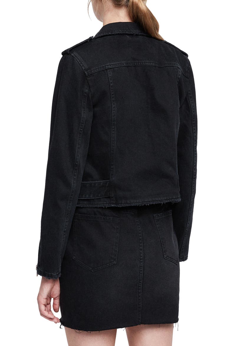 Balfern Denim Biker Jacket, Alternate, color, BLACK