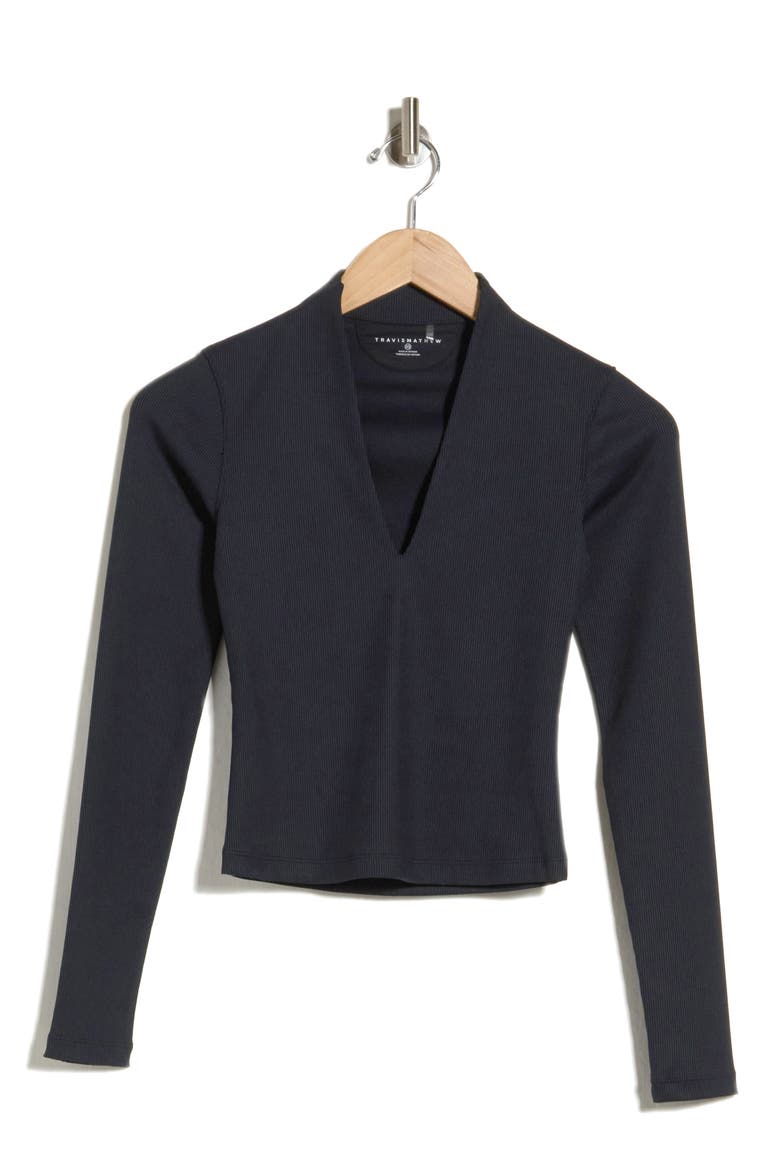 Limitless Performance Long Sleeve V-Neck Top, Main, color, BLACK