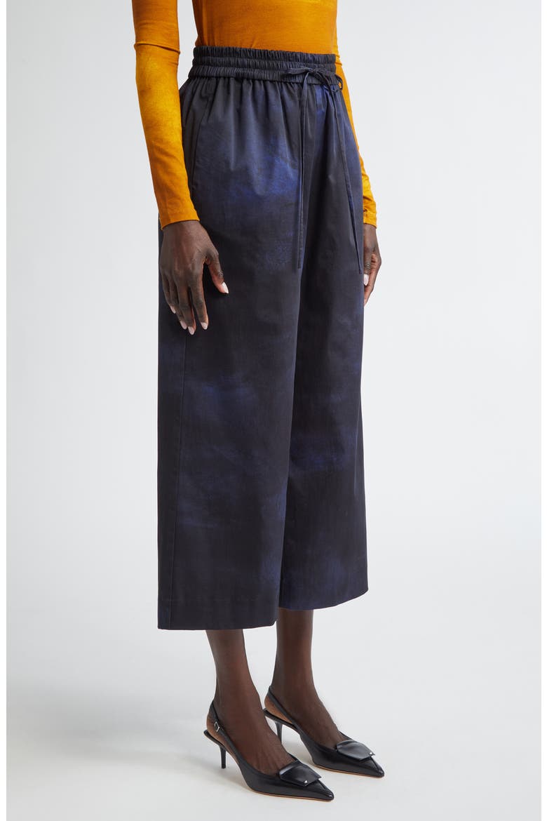 Brushed Canvas Wide Leg Crop Pants, Alternate, color, NAVY / NAVY