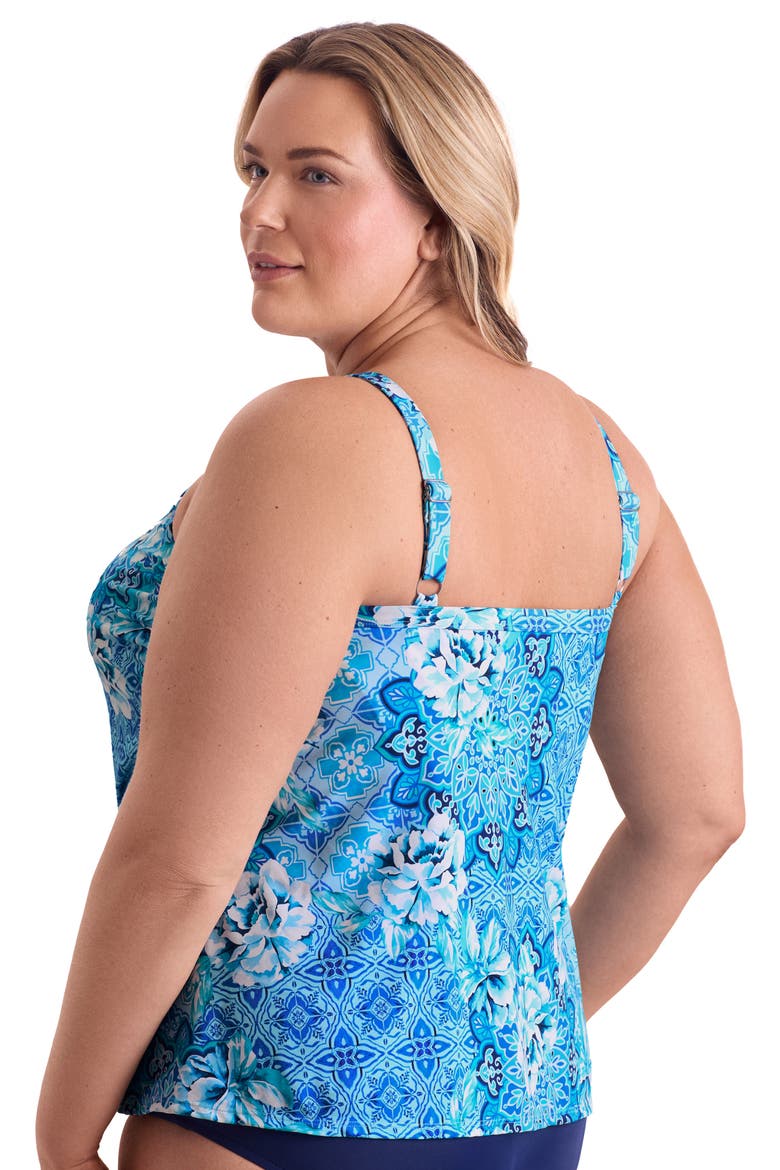 High Neck Tankini Plus Size Swimsuit Top, Alternate, color, Barcelona Blues