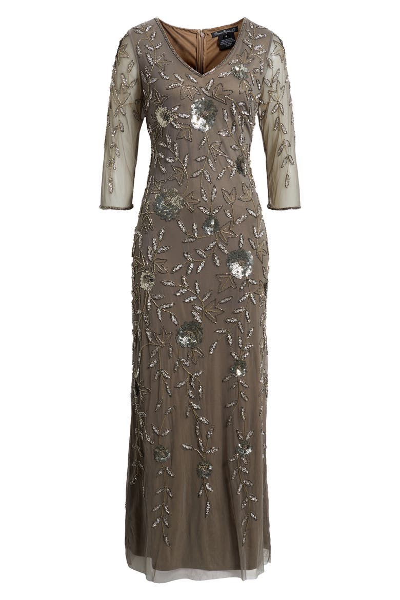 Sequin & Bead Gown, Alternate, color, MOCHA