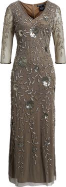 Pisarro Nights Sequin & Bead Gown