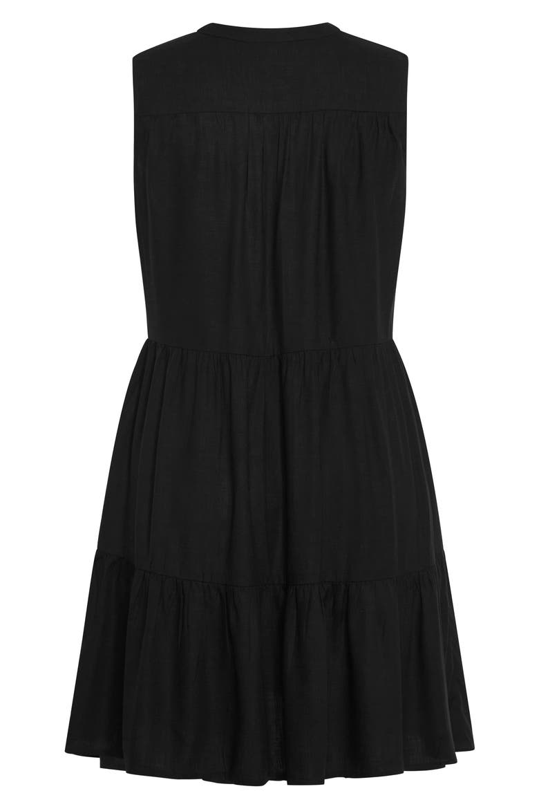 Saddie Tiered Button-Up Dress, Alternate, color, BLACK