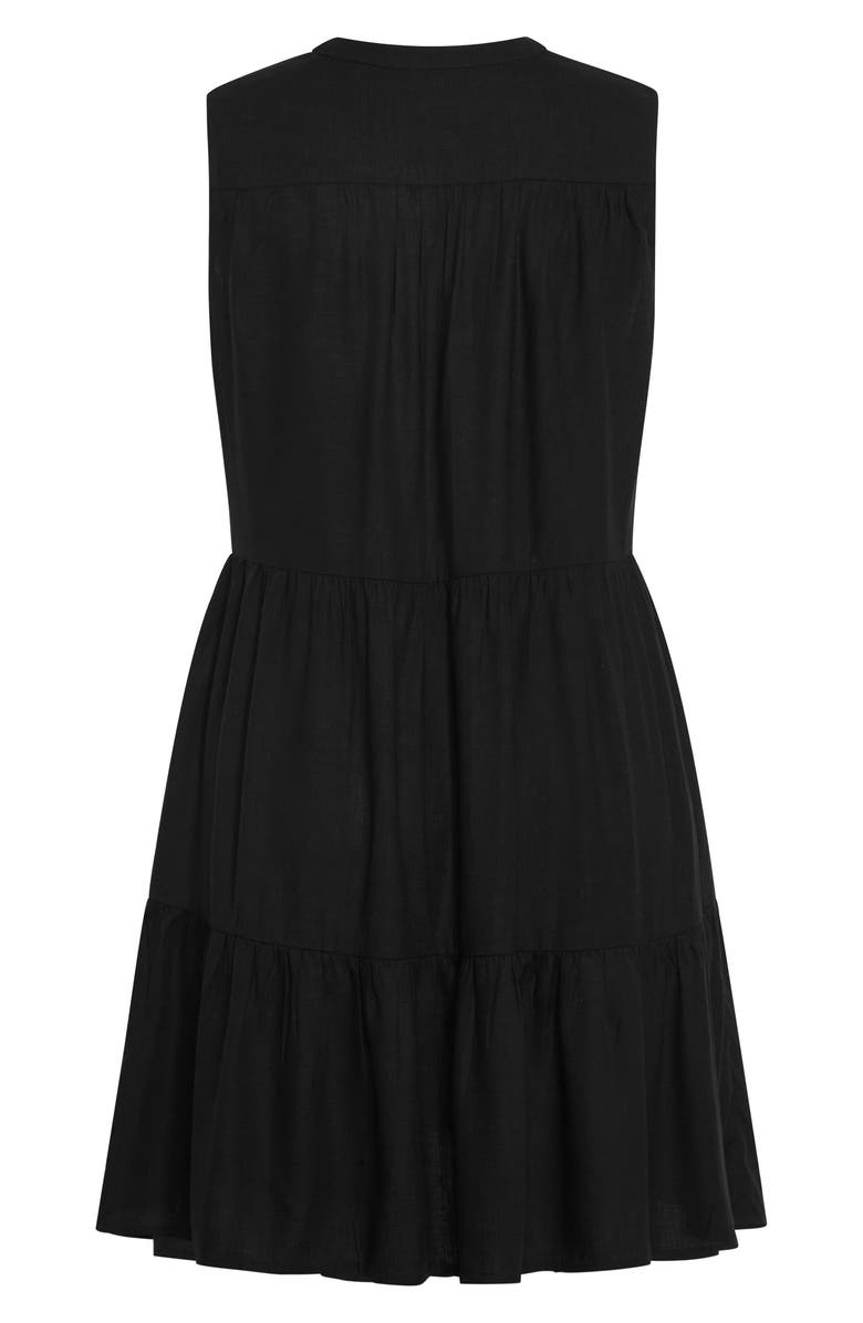 City Chic Saddie Tiered Button-Up Dress, Alternate, color, Black