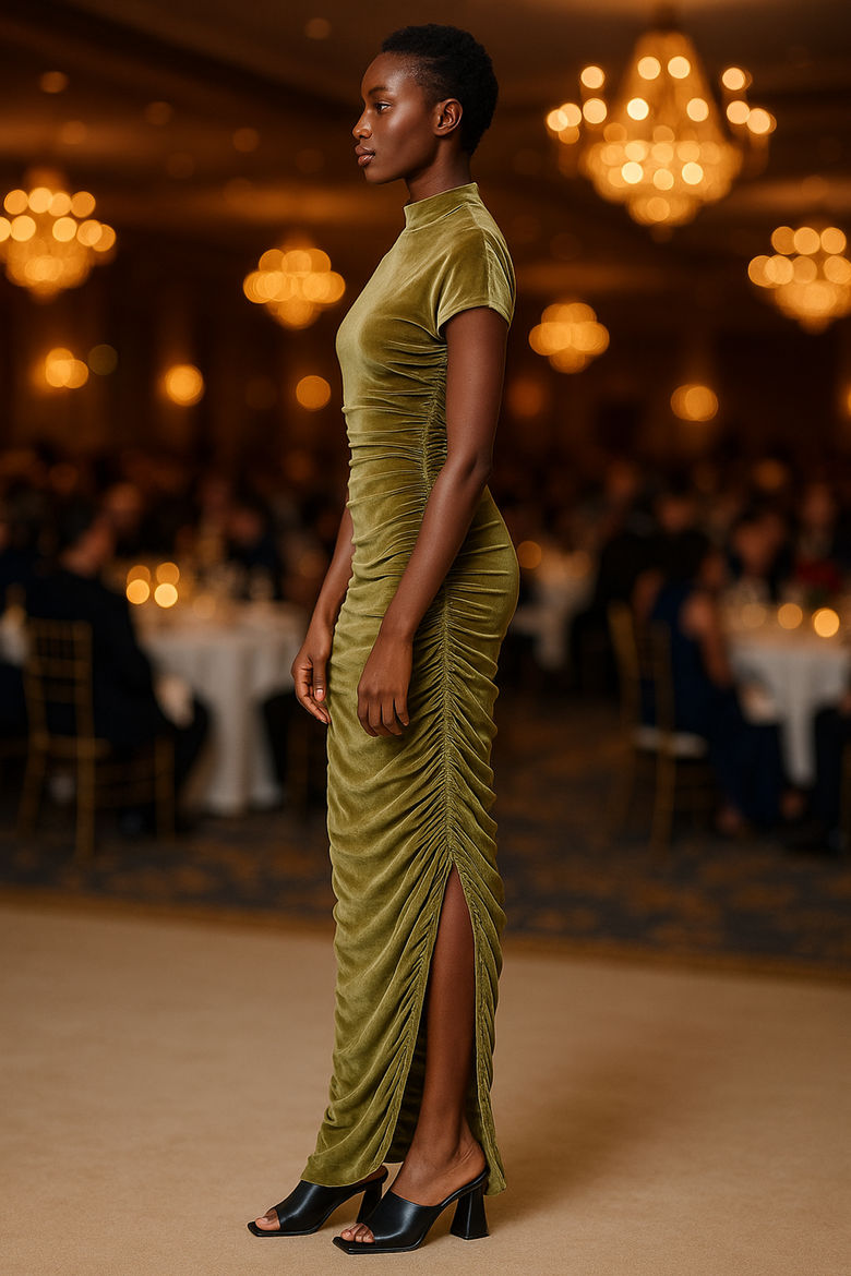 Angelina Cocktail Gown, Alternate, color, Olive Green