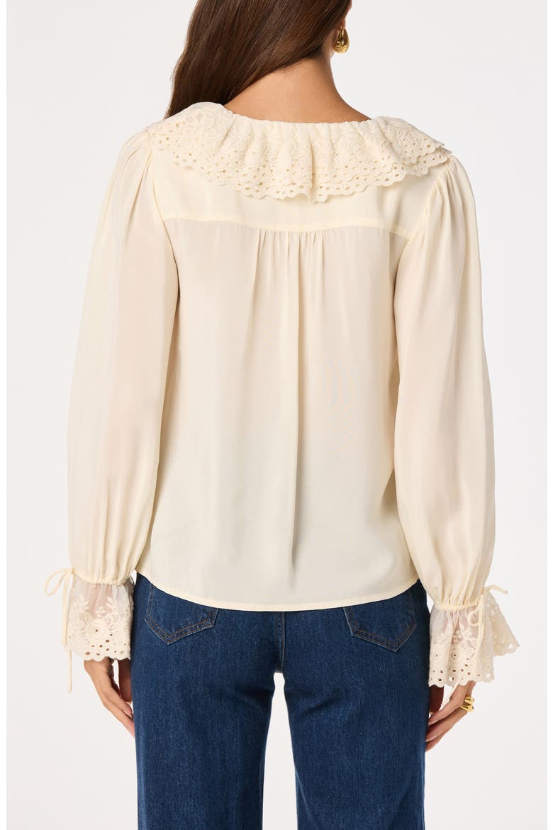 Christy Eyelet Trim V-Neck Top, Alternate, color, CREAM