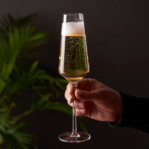 Viski Raye Crystal Angled Champagne Flutes Set Of 2 In Clear