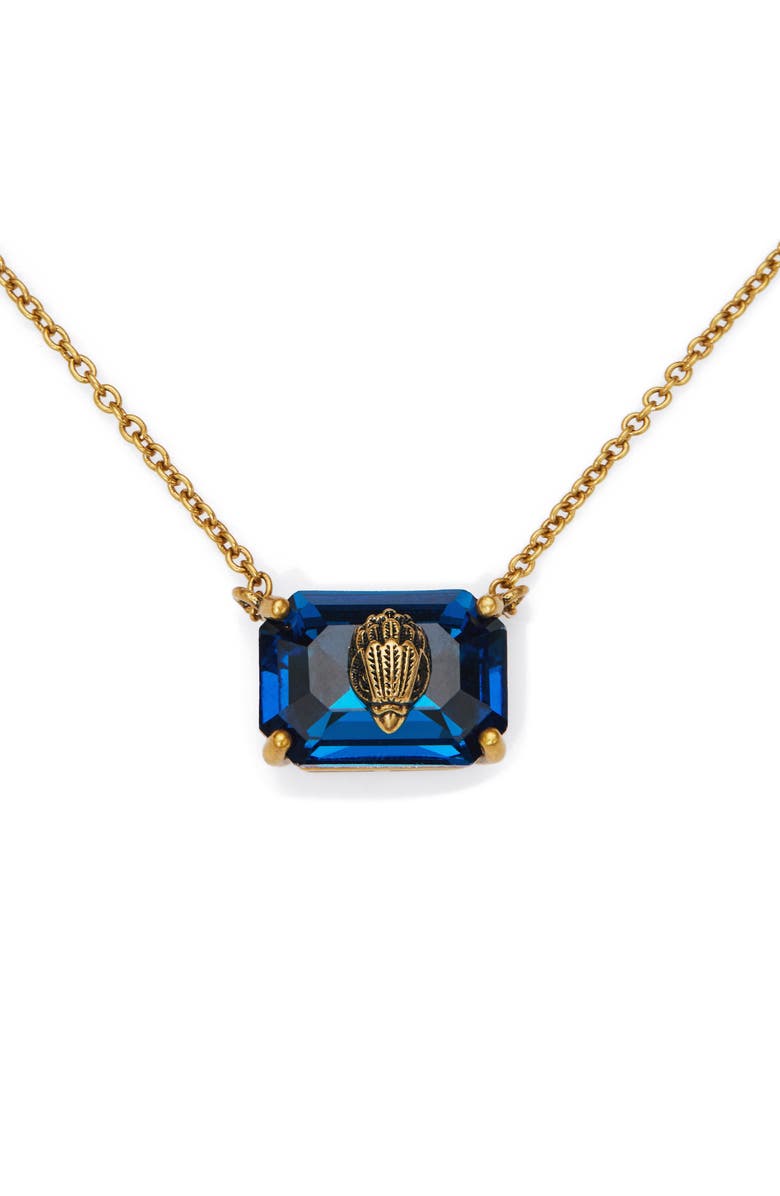 Kurt Geiger London Emerald Cut Crystal Pendant Necklace, Alternate, color, Blue