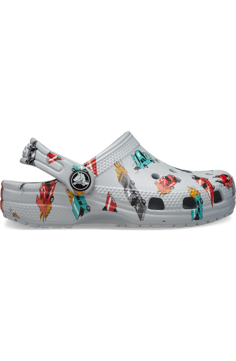 CROCS Kids' Race Car Print Classic Clog, Alternate, color, Mirage/ Multi