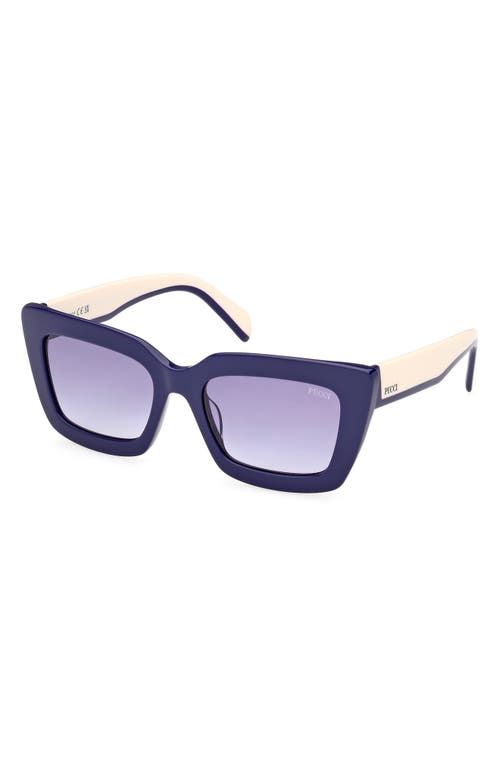 Pucci Women's Shiny Blue & Ivory Squared Cat-eye Sunglasses In Purple