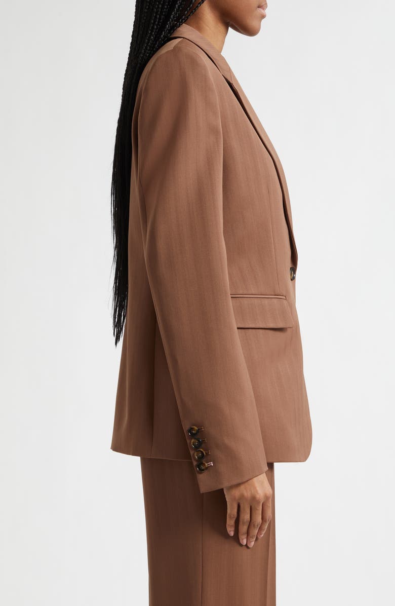 Stella McCartney Regular Fit Stripe Wool Jacket, Alternate, color, Sienna