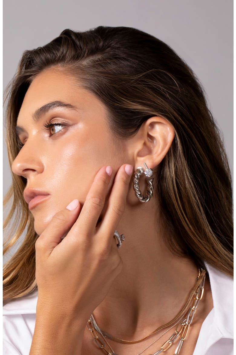 Twist Hoop Earrings, Alternate, color, SILVER