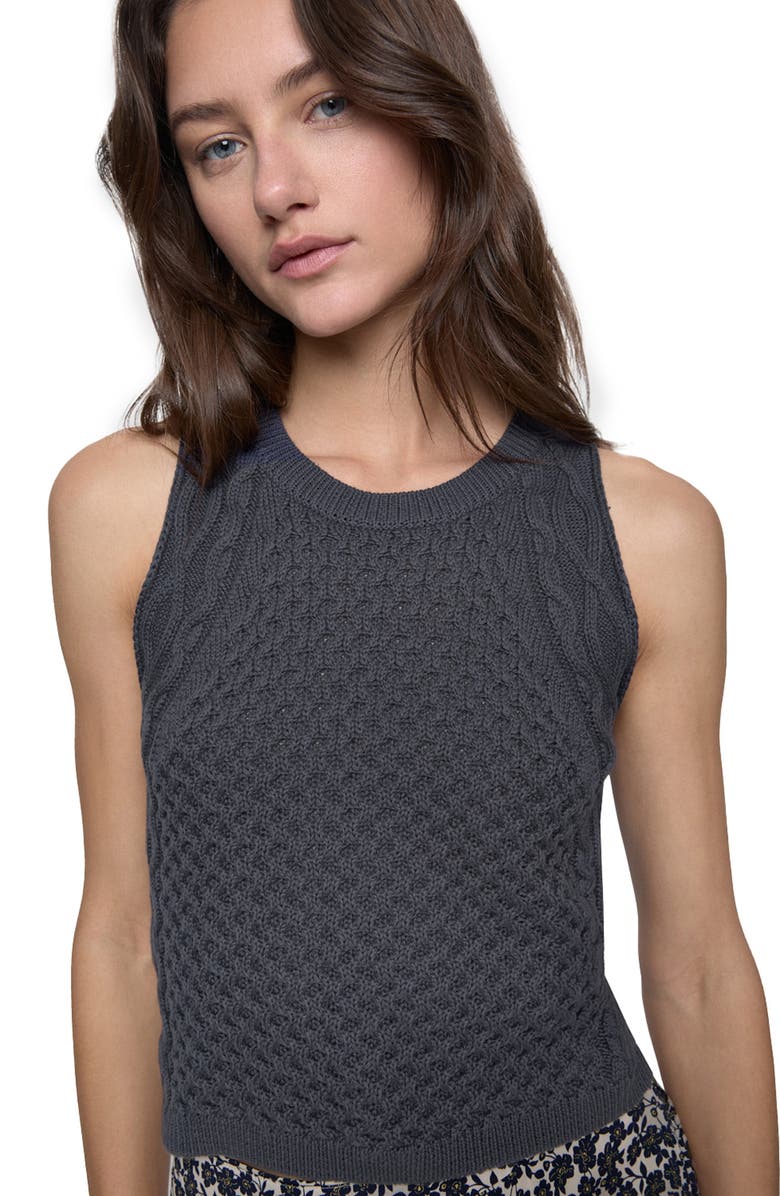 Rebecca Minkoff Palmer Cable Stitch Sleeveless Sweater, Alternate, color, 