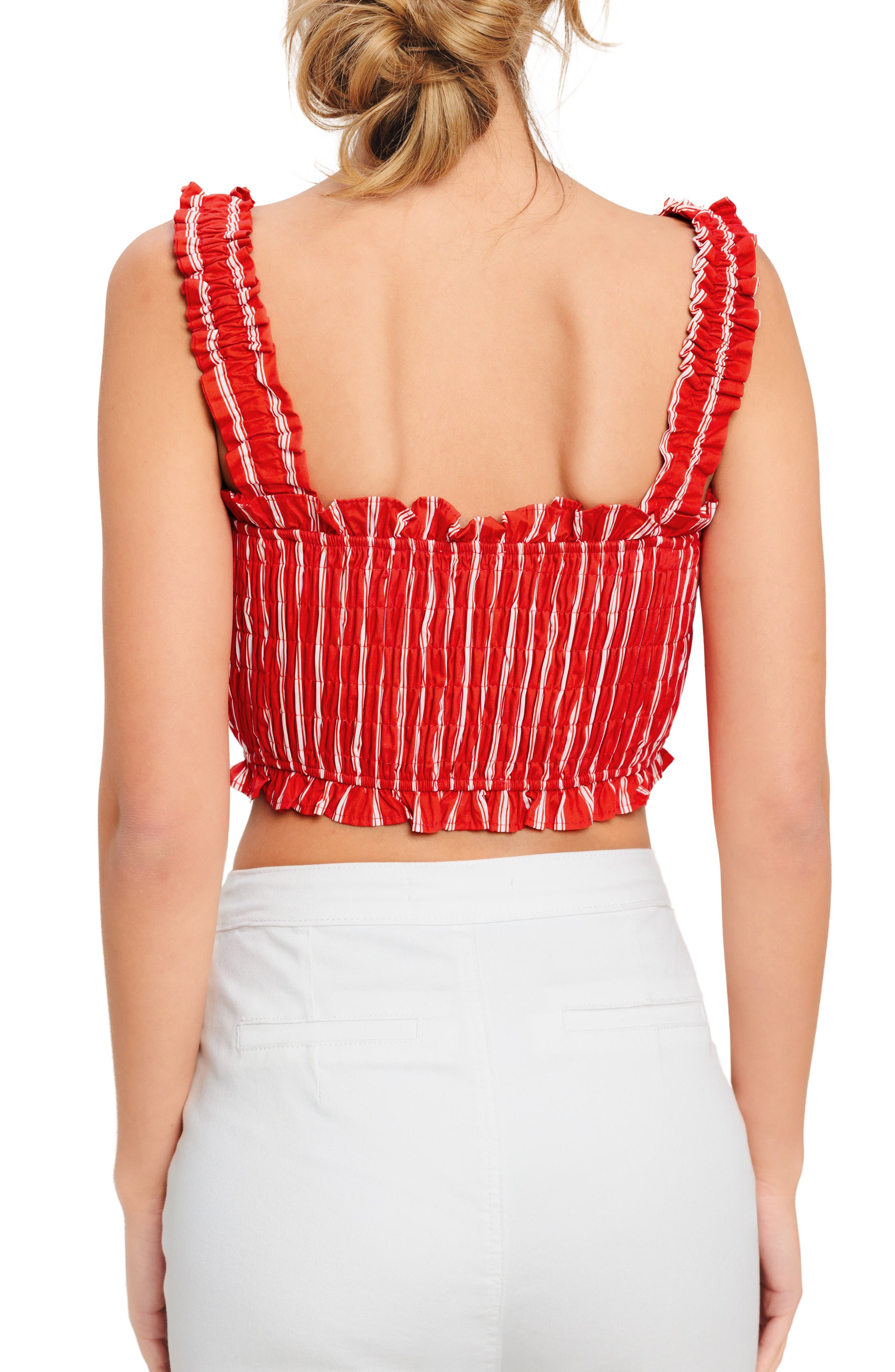 Stripe Smocked Crop Top - image 2