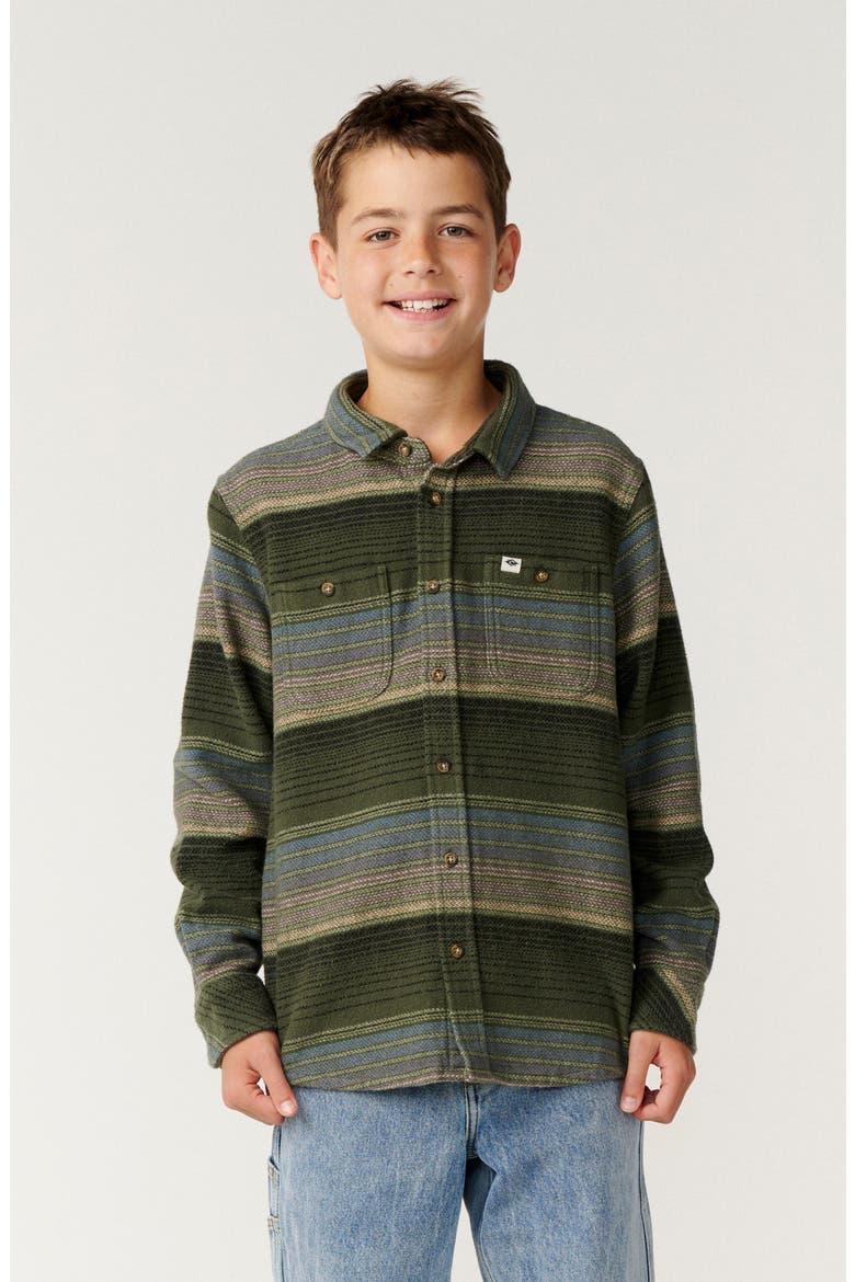Kids' Baja Flannel Shirt, Main, color, DARK OLIVE