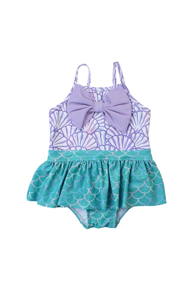 Toddler Girls Upf50+ Big Bow Skirted One Piece, Main, color, Magical Mermaid
