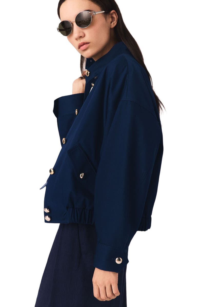maje Cotton bomber jacket, Alternate, color, Navy