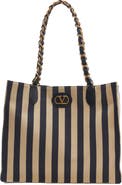 Valentino Garavani Kicky Stripe Nylon & Cotton Tote