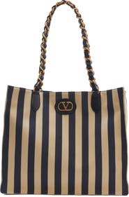 Valentino Garavani Kicky Stripe Nylon & Cotton Tote