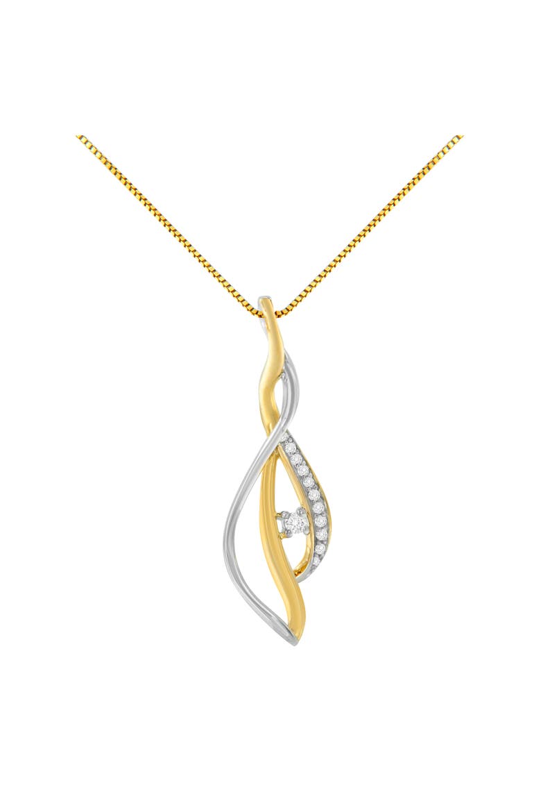 Espira 10K Two-Tone Gold Round Cut Diamond Cascade Pendant Necklace, Alternate, color, Yellow