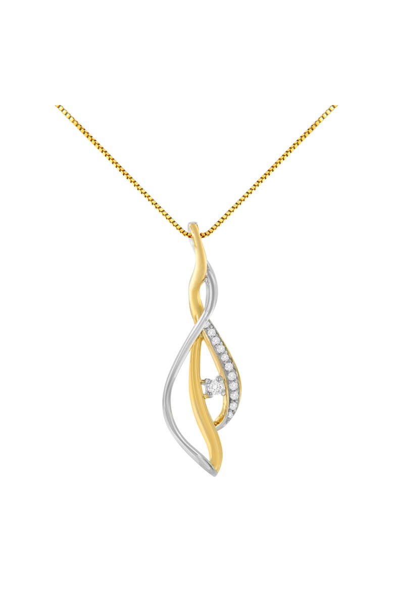 Haus of Brilliance Espira 10K Two-Tone Gold Round Cut Diamond Cascade Pendant Necklace, Alternate, color, Yellow
