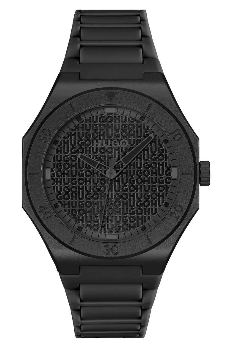 Grail Silicone Strap Watch, 42mm, Main, color, BLACK