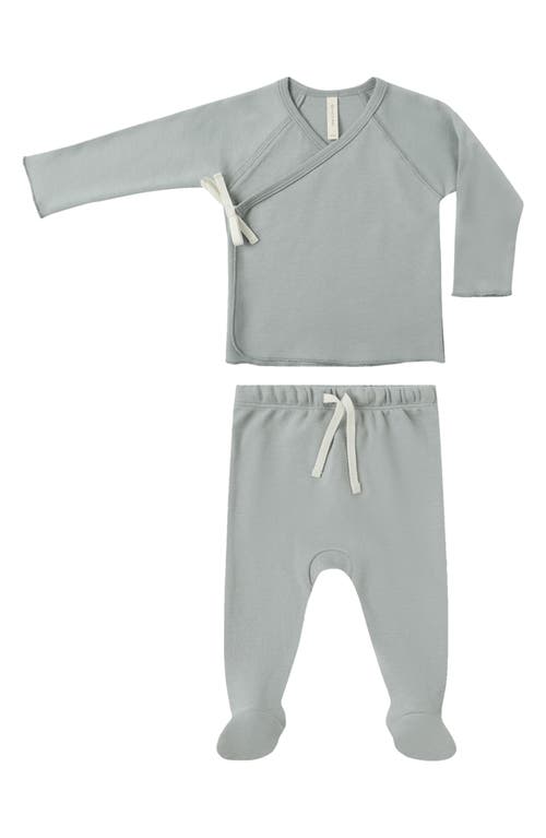Quincy Mae Wrap Top + Footed Pant Set | Summer Flower main image 0