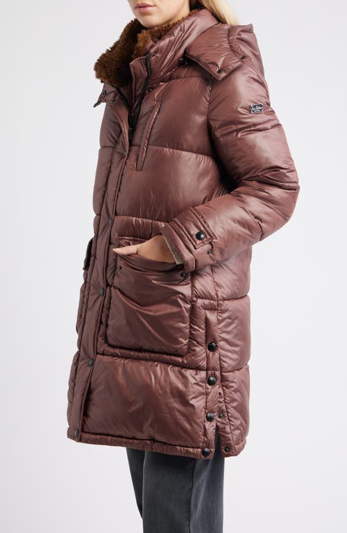Sam Edelman Puffer Coat With Removable Hood In Brown