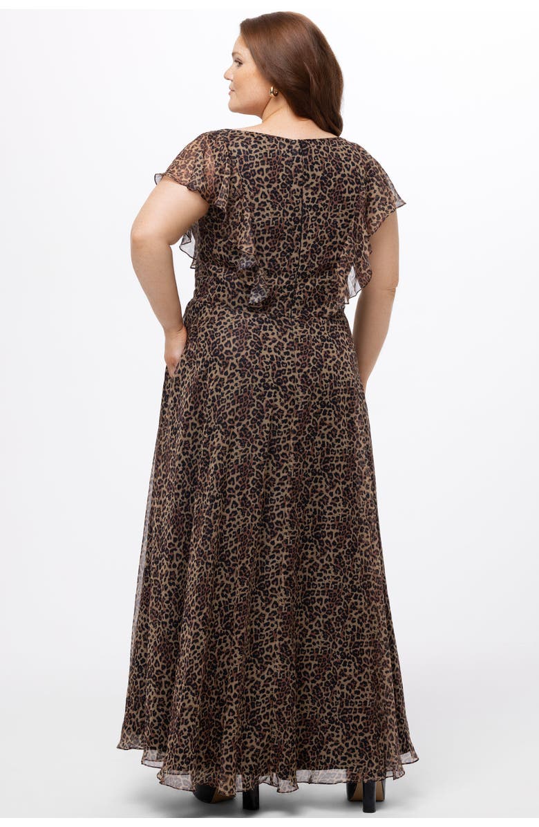Celebrations by Sydney's Closet Short Sleeve V-Neck Plus Size Animal Print Dress with Slit, Alternate, color, Animal Print