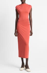 Vince Cowl Neck Pima Cotton Midi Dress