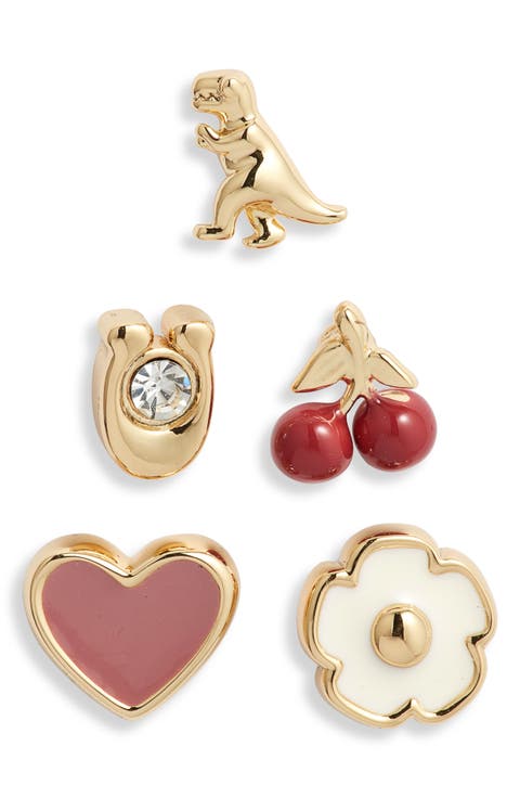 Mixed Motif Set of 5 Stud Earrings