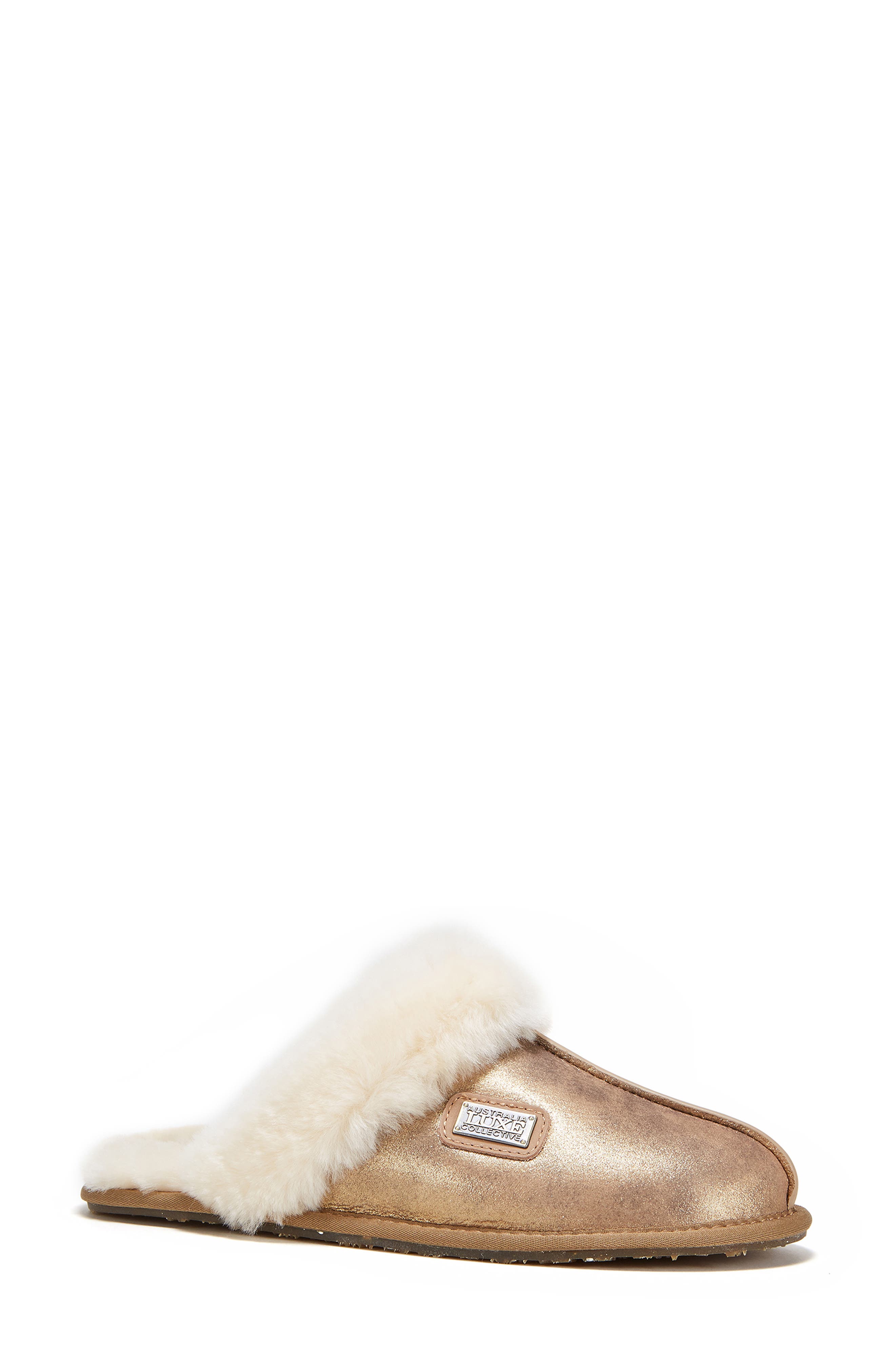 Australia Luxe Collective Genuine Shearling Mule, Main, color, Antique Gold