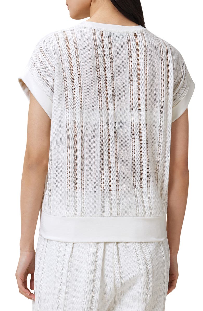 AllSaints Giana Open Stitch Short Sleeve Sweater, Alternate, color, Tofu White