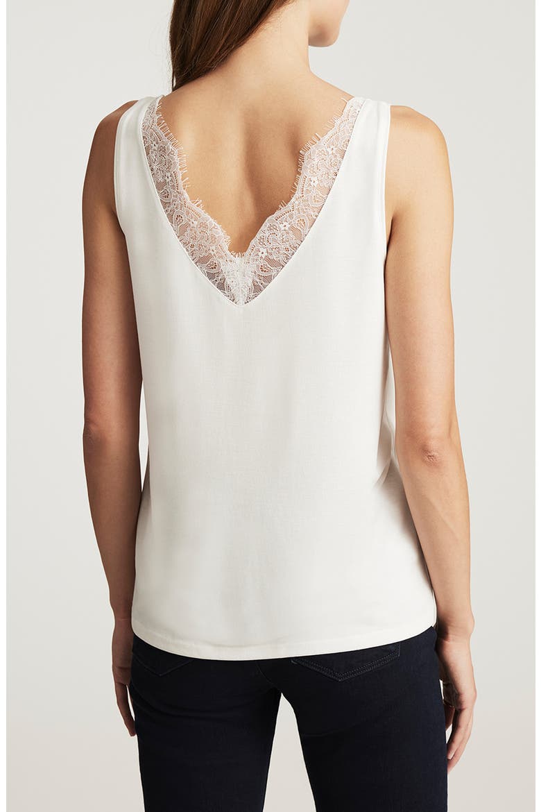 Slim Fit Lace Trim Tank, Alternate, color, ANTIQUE WHITE
