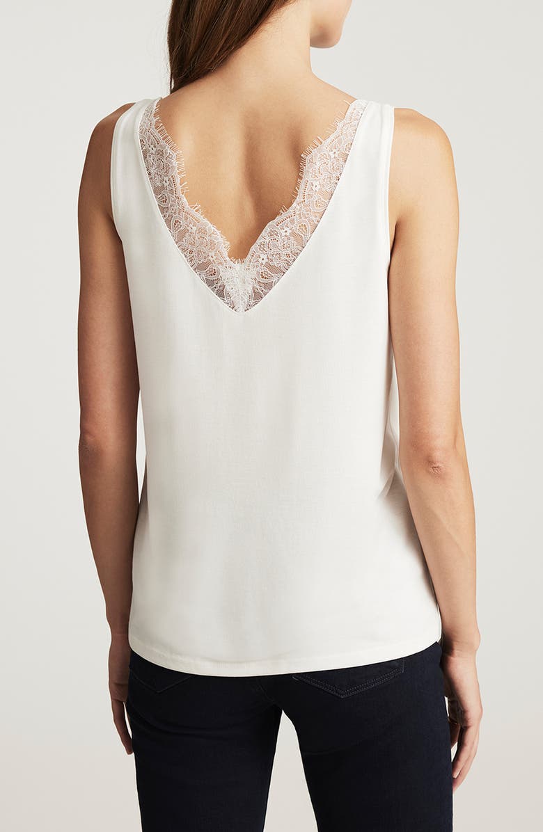 Mavi Jeans Slim Fit Lace Trim Tank, Alternate, color, Antique White