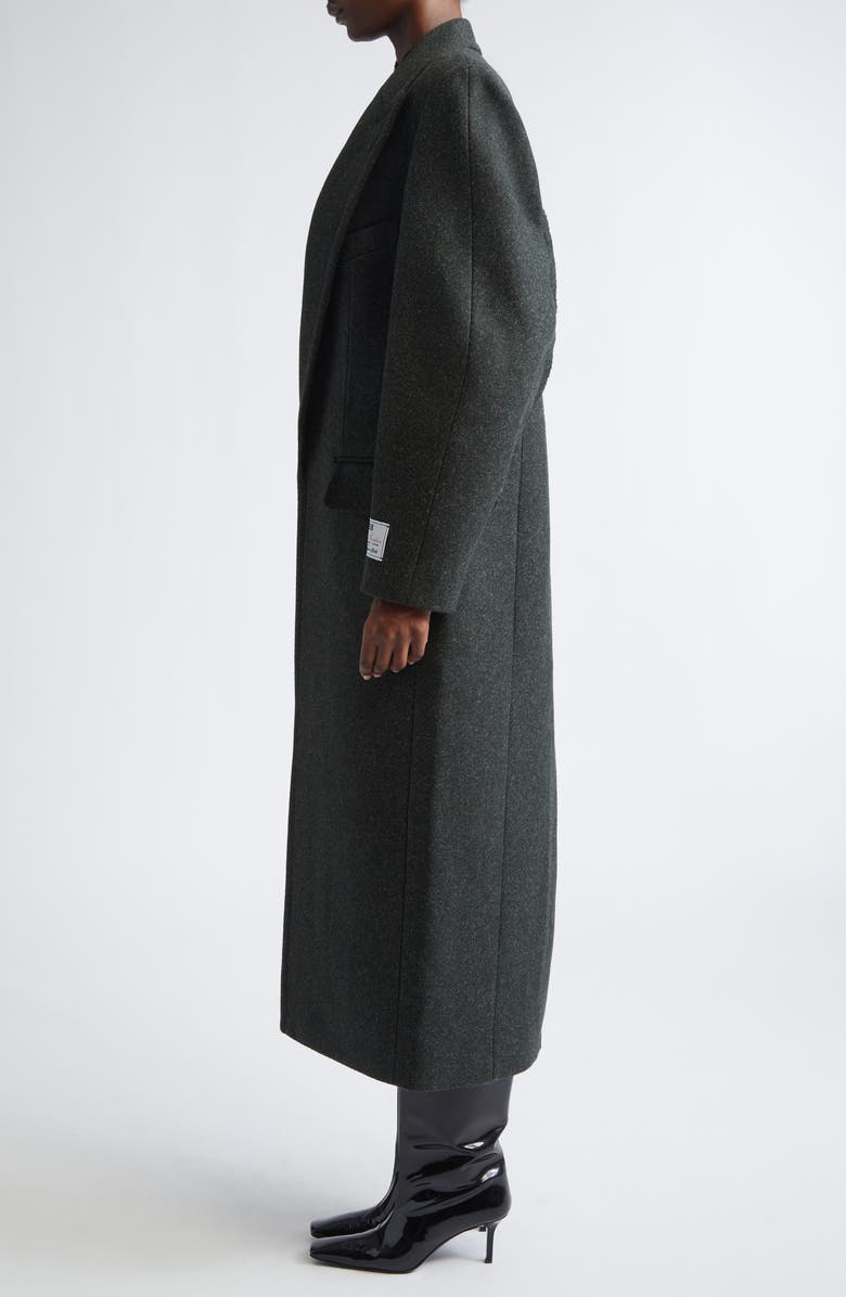 Victoria Beckham Curved Sleeve Overcoat, Alternate, color, Dark Olive Melange