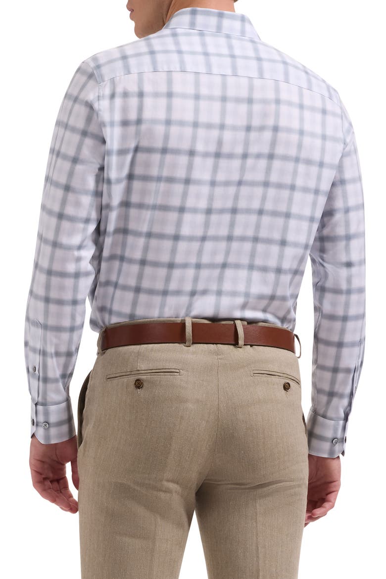 Julian Shaped Fit Check Stretch Cotton Button-Up Shirt, Alternate, color, PLATINUM