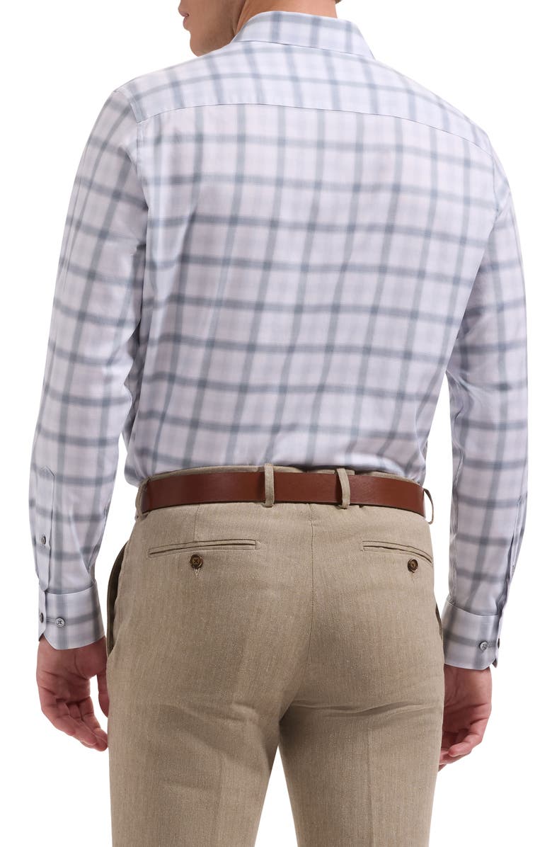Bugatchi Julian Shaped Fit Check Stretch Cotton Button-Up Shirt, Alternate, color, Platinum